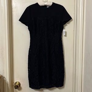 Lark & Ro size 4 black midi lace dress NWT